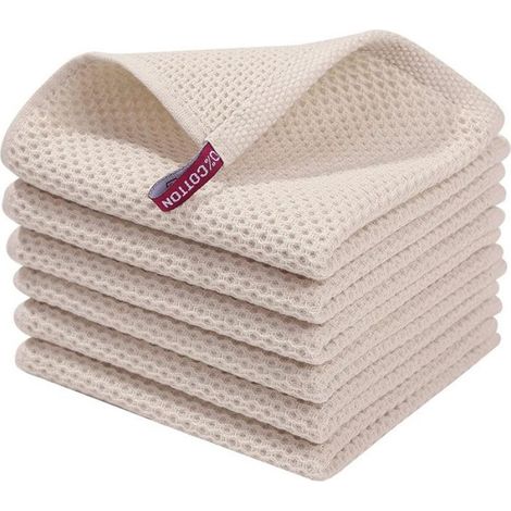 6pcs torchon de cuisine, rapide absorption d'humidité super doux chiffon, 30 x 30cm,Couleur beige (1/5)