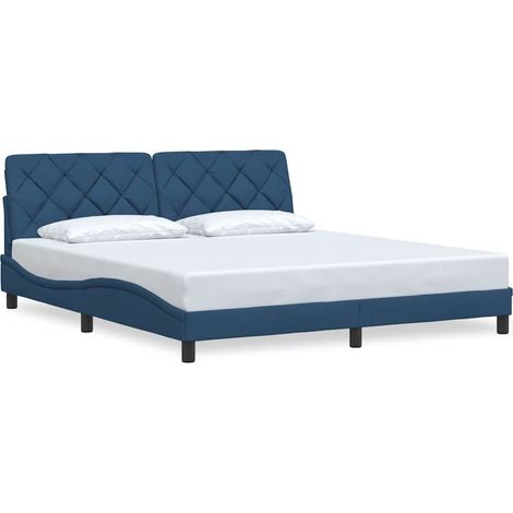 Lit Double Lit Simple - Cadre de lit bleu 180x200 cm tissu Maison La Vie (1/5)