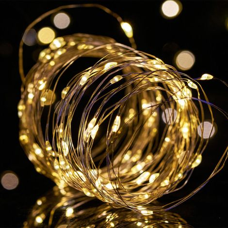 Guirlande lumineuse décorative LED, intérieur/extérieur, 5 m, 50 LED, transparente