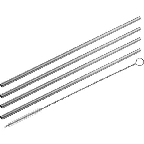 Lot de 4 pailles en inox avec goupillon 24 cm Fackelmann Bar Concept (1/5)