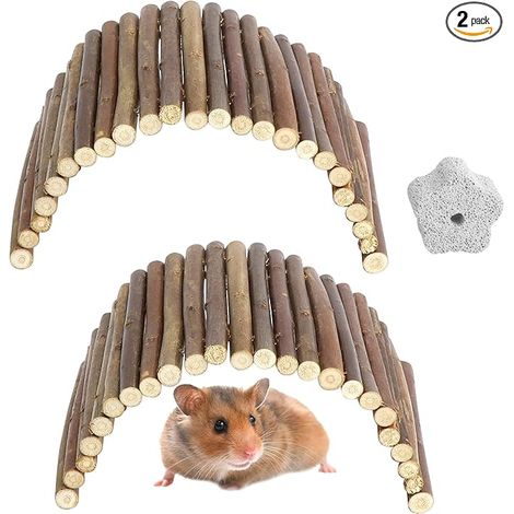 Rabbit and Hamster Accessories, Natural Wood Rabbit Toy Chew Toys, Flexible Bridge Tunnel for Rodents, Hamster Cage and Rabbit Enclosure (1/5)
