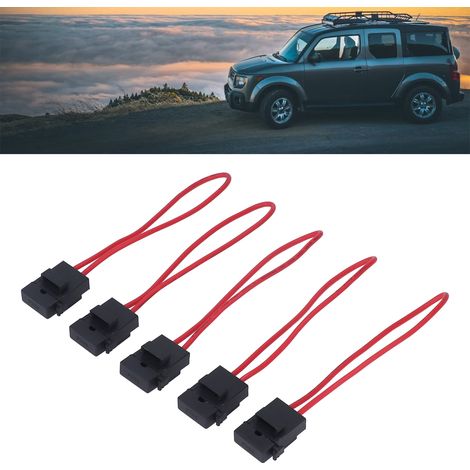 Satz von 5 Inline-Sicherungshaltern, gerade Stecksicherungshalter mit Abdeckungen, Standard-Drahtstärke 14AWG, ATO/ATC, mit Standard-15A-Sicherungen. (1/5)