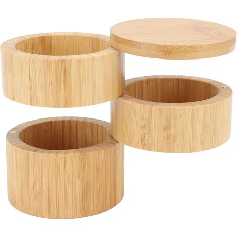 Accueil - Conteneur à 3 niveaux en bois de bambou - Organisateur d'assaisonnements en bois de bambou (1/5)