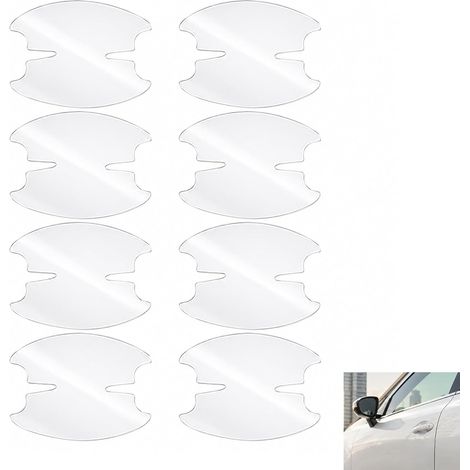 Lot de 8 Film Protection Poignée Porte Voiture, Film Anti Rayures Transparente Poignées Voiture Autocollants et Anti-Frottement Universel pour Voitures, SUV, Utilitaires, Facile à Installer (1/5)