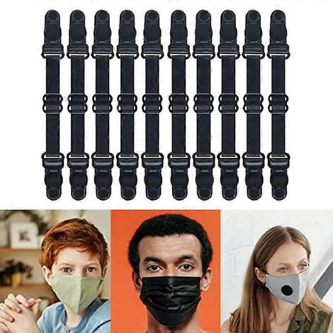 Lot de 10/20 attaches réglables pour masques, sangles d'extension, crochets, pinces antidérapantes pour les oreilles, poignées et protections auditives. (1/5)