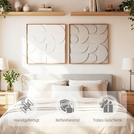 Déco murale 3D géométrique, lot de 2 panneaux décoratifs blancs pour salon, couloir, 80 x 3,5 x 80 cm, style moderne. (1/5)