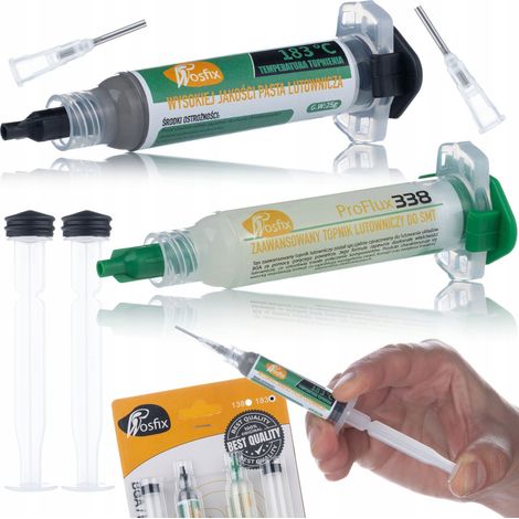 Set di saldatura Rosfix ProFlux 338 + Stagno liquido 183°C +2x stantuffo, 2x ago