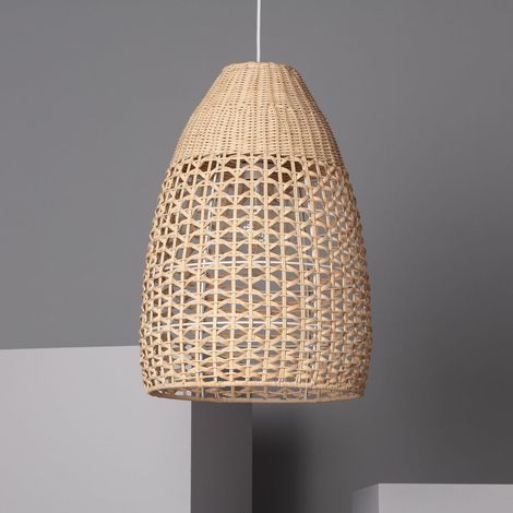 Efectoled – Suspension en rotin naturel Jinan – Style boho-chic – Compatible ampoule E27 – Pour salles à manger, bureaux, salons