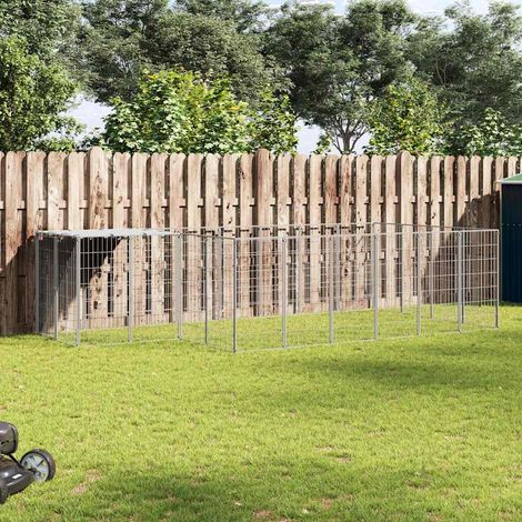 vidaXL Perrera plateada 8,47 m² acero (1/4)
