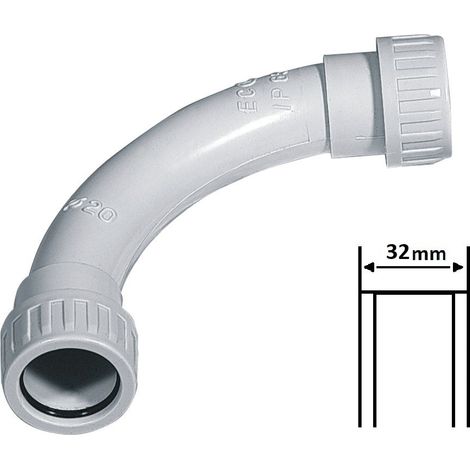 Curva di raccordo 90° per tubo rigido tenuta stagna Ø 16 20 25 32 mm IP65 in PVC grigio impermeabile 32 mm