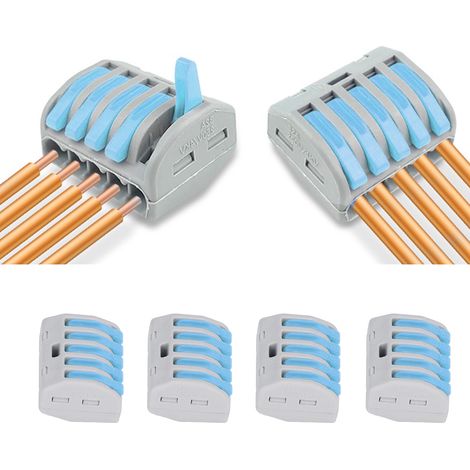 PCT-215 Drahtverbinder, kompakter 5-Port-Einziehverbinder, Steckkabelverbinder, blau (1/5)