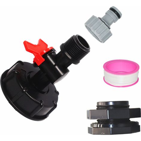 Réservoir d'eau IBC neuf de 1000 litres avec vanne adaptatrice S60x6 et robinet 3/4-Yvan (robinet uniquement) [ALJ] [Matériau de haute qualité] Nos raccords d'eau sont fabriqués en plastique de haute (1/5)