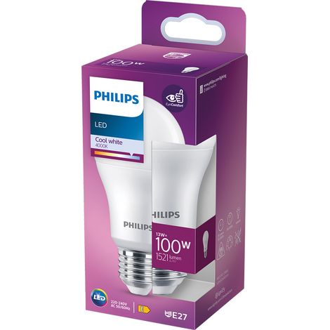 LAMPADA A LED 'GOCCIA' NATUR. 4000K 13 W=100W E27 - 1521 lm- 4 pezzi - PHILIPS