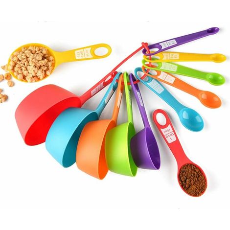 royaluxe - Cuillères Doseuses,12 Pièces Tasses à Mesurer en Plastique,Cuisine Doseuses Cuillères et Tasses pour Mesurer Sec et Ingrédients Liquides, (1/5)