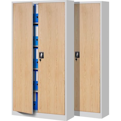 Lot de 2 Armoires de Bureau Métalliques 4 Étagères 185x90x40 cm (1/5)