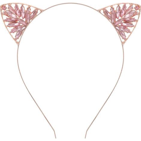 Cadeau de Noël : serre-tête en forme d'oreille orné de diamants (or rose)-15.00X14.00X1.00CM-Rose Gold (1/4)