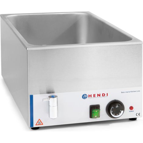 Baño maría eléctrico regulable para GN1/1 150 mm con grifo - Hendi 238912