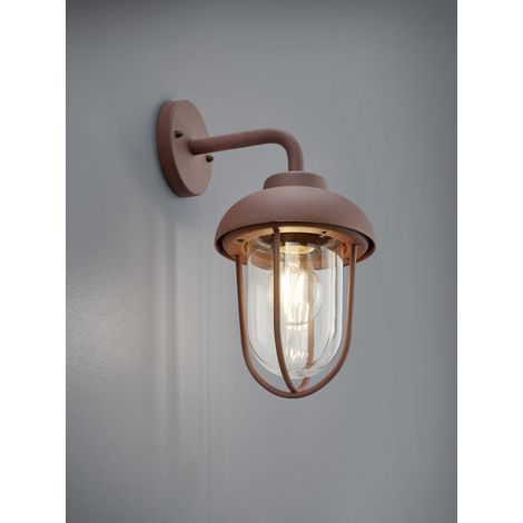Applique Lanterna IP44 Duero Ruggine e Paralume Vetro Trio Lighting