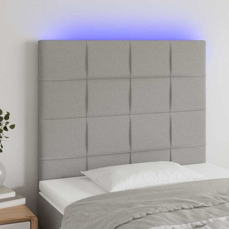 vidaXL Cabecero con luces LED tela gris claro 100x5x118/128 cm (1/5)