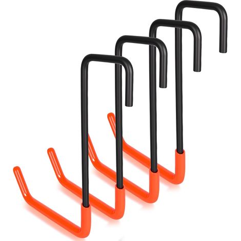 Set di 4 ganci appendiabiti di grandi dimensioni per garage - Ganci resistenti - Per scale, attrezzi da giardino, biciclette - Per travi del soffitto (1/5)