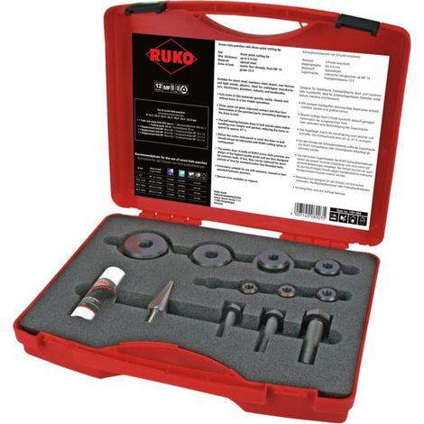 RUKO Jeu de poinçons à vis dans un boîtier en plastique 12 pièces 109008