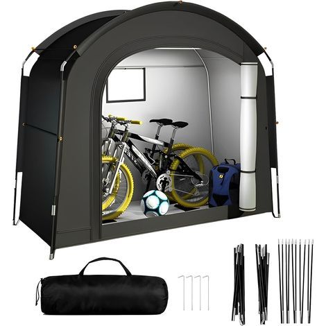 Riparo/garage per 1 o 2 biciclette, 200 x 80 x 165 cm, resistente alle intemperie, in telone Oxford 210D impermeabile, casetta da giardino per motociclette, attrezzi da giardino, giocattoli, tosaerba (1/5)