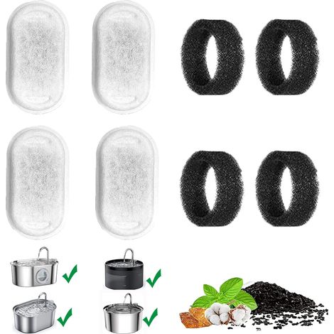 Filtre pour Fontaine Eau Chat Acier Inoxydable,Filtre de Remplacement 3.2L pour Fontaine à Eau pour Chat (8 Pièces) (1/5)