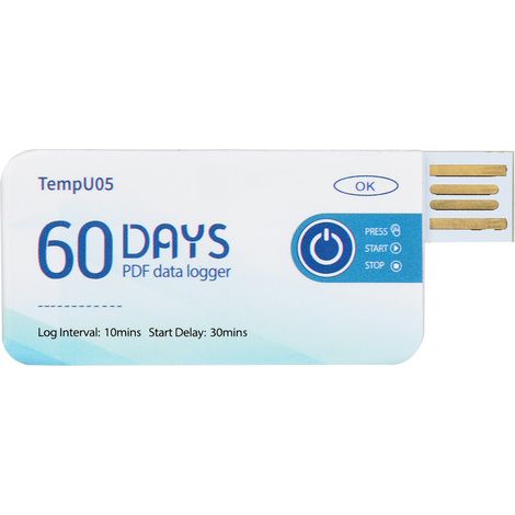 TEMPU05 Données à température unique Logueur Disposable Rapport PDF enregistreur USB