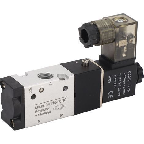 Électrovanne pneumatique, interrupteur d'air électrique 1/8 pouces NPT 2 positions 3 voies DC 24V pour le contrôle (1/5)