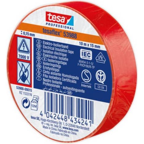 10 x NASTRO ISOLANTE CERTIFICATO ROSSO 10MTX15MM