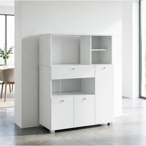 Küchenbuffet 90x40x120 cm aus Spanplatte Weiß, platzsparend für Küche – MEUBLIV (1/5)