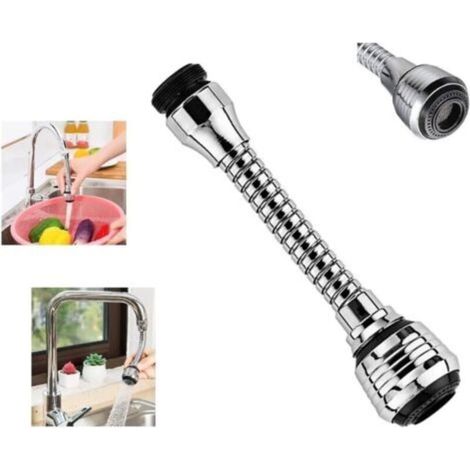 Rallonge De Robinet - 360° Flexible Avec Aérateur Et 2 Types De Jet - Pour Évier Cuisine - Longueur 50 Cm - Filetage 22/24 Mm (1/5)