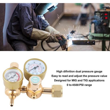 Détendeur Débitmètre Argon CO2 Régulateur de Pression Double Manomètre pour Soudage MIG TIG