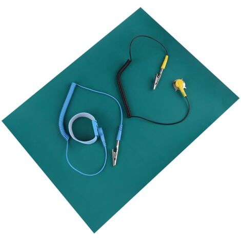 Sangle anti-statique+Tapis anti-statique+Câbles Ensemble de tapis de fil de terre pour dragonne antistatique décharge électrostatique pour la réparation de téléphone 106Ω-109Ω
