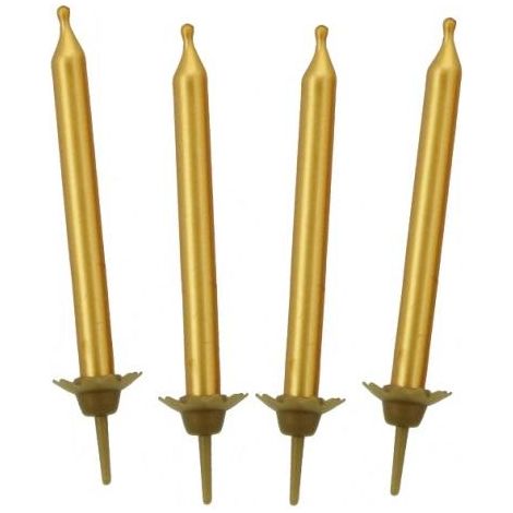 Geburtstagskerzen mit Ständer, Gold, 5 cm, 10 Stück.
