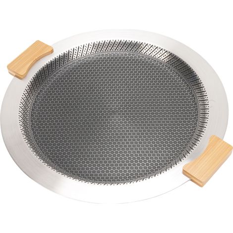 Plaque de cuisson antiadhésive en acier inoxydable SUS304 avec poignées en bois amovibles anti-brûlures pour barbecue en extérieur (1/5)