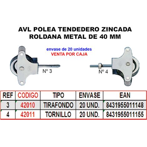 AVL – poulie de corde à linge en Zinc, poulie métallique de 40mm avec vis HR05S