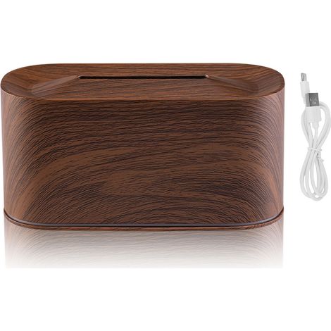 Flame Essential Oil Diffuser 220ml USB Quiet Aromatherapy Diffuser Desktop Humidifier with 7 Colors Light for Home Bedroom Dark Wood Grain (1/4)