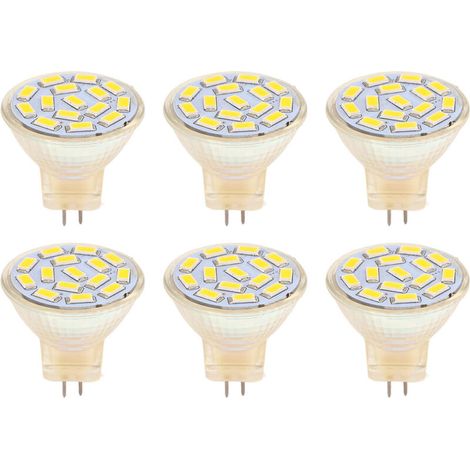 Jeffergarden Ampoule LED GU4 270LM 15LED, ampoule à économie d'énergie MR11, perles de lampe sur piste 12V 3W, lumière chaude 3000K, 6 pièces