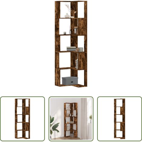 vidaXL Holzregal - Eck-Bücherregal 5 Böden Räuchereiche 50x50x179 cm Holzwerkstoff (1/5)