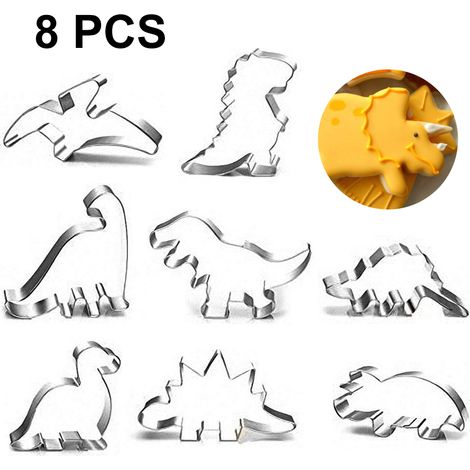 Emporte-pièce Dinosaure - Acier Inoxydable Alimentaire - Pour Pâte à Cookies Fondant Pain Fromage - 11 Pièces - 3,5 x 3 x 0,05 Pouces