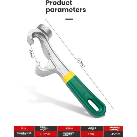 (1 pièce) 1 outil d'ouverture de couvercle de seau en alliage d'aluminium, clé pour ouvrir le couvercle du seau de peinture (1/5)