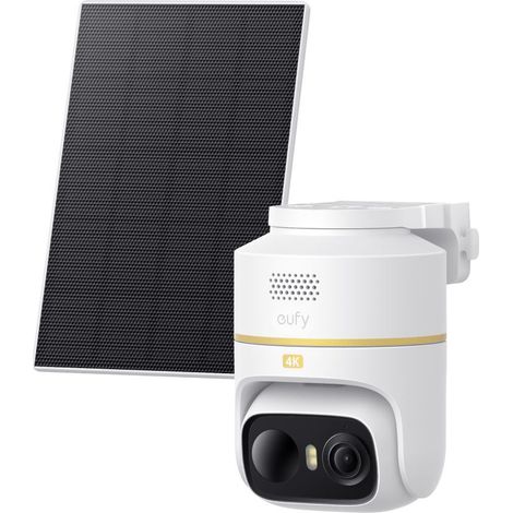 Cámara de seguridad exterior EUFY C37 Solo 4K blanca con panel solar integrado