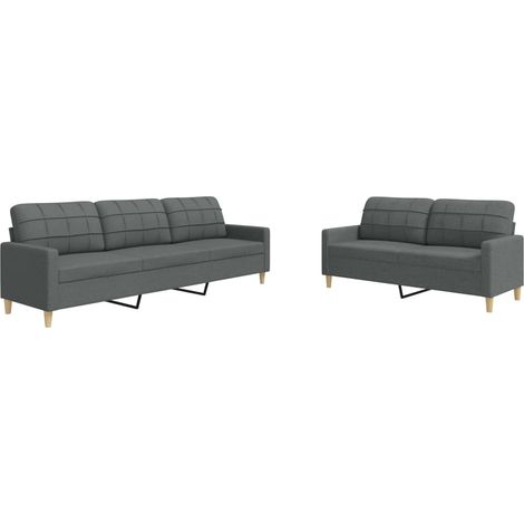 Maison Exclusive - Ensemble de canapés 2 pcs gris foncé tissu (1/5)