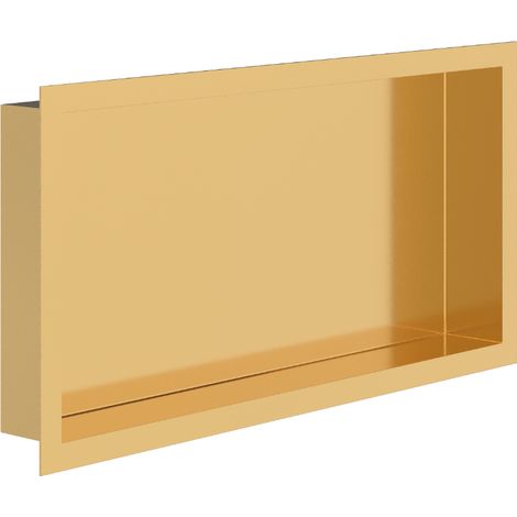 Bc-elec - NHNA306010-GOLD Niche de douche encastrable inox doré brossé 30x60x10cm avec rebord de 2cm, niche de salle de bain murale (1/4)