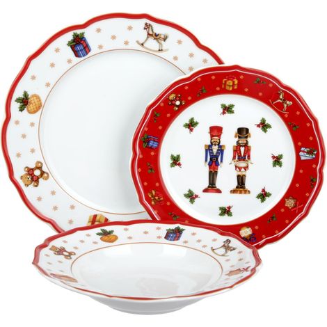 Set de table 3 assiettes soldats de Noël rouges (1/4)