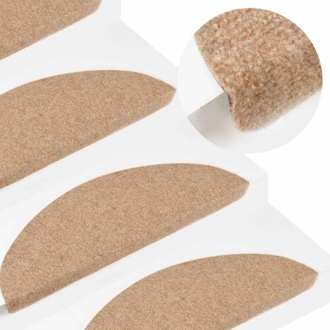 vidaXL Tapis de marche d'escalier auto-adhésifs, lot de 10, beige, 56 x 17 x 3 cm (1/5)