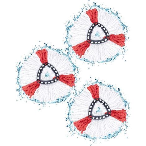 Lot 3 têtes balai serpillère 2 en 1 – blanc/rouge – recharge Vileda Turbo (1/5)