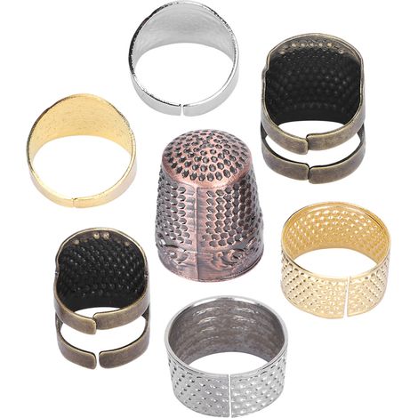 Lot de 7 dés à coudre en laiton et cuivre, réglables, protection des doigts, accessoires de couture DIY pour travaux manuels (1/5)