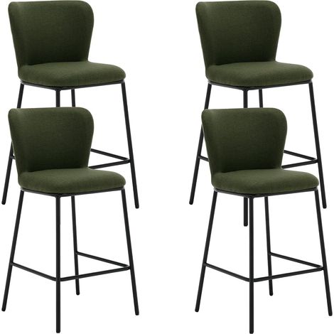 Wahson Lot de 4 Tabouret de Bar en Lin, Chaise de Bar Moderne avec Dossier Confortable Chaise Haute Bar pour Central Îlot de Cuisine, Vert (1/5)